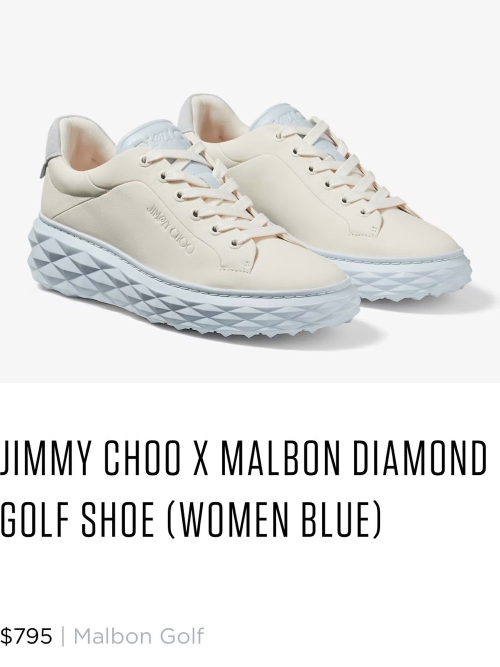 Jimmy Choo Leather Sneakers Platform Cream Blue Lace Up Size 37.5
